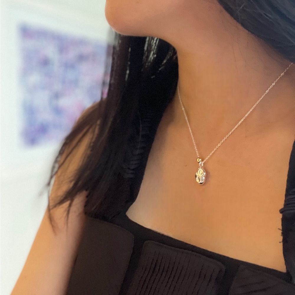 NWT Philos New York S925 Sterling Silver Abstract Shaped Charm Necklace